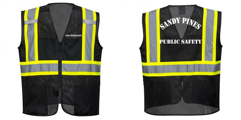 Custom Black Safety Vest Reflective High Visibility with Pockets