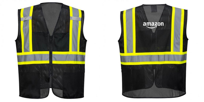 Custom Black Safety Vest Reflective High Visibility with Pockets