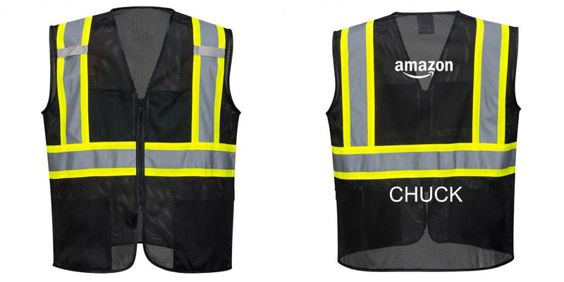 Custom Black Safety Vest Reflective High Visibility with Pockets
