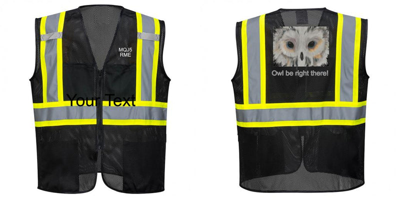 Custom Black Safety Vest Reflective High Visibility with Pockets