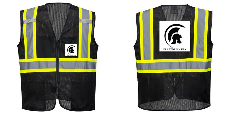 Custom Black Safety Vest Reflective High Visibility with Pockets