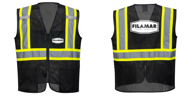 Custom Black Safety Vest Reflective High Visibility with Pockets