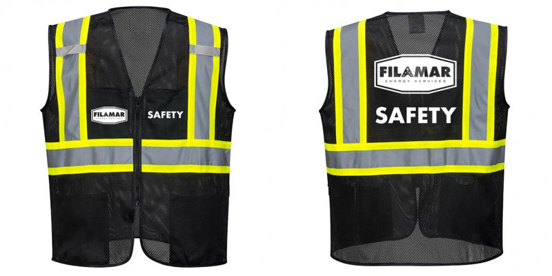 Custom Black Safety Vest Reflective High Visibility with Pockets