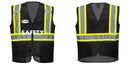 Custom Black Safety Vest Reflective High Visibility with Pockets