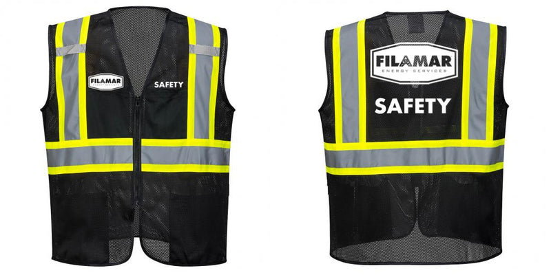 Custom Black Safety Vest Reflective High Visibility with Pockets
