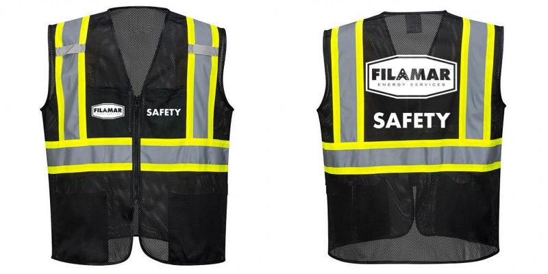 Custom Black Safety Vest Reflective High Visibility with Pockets