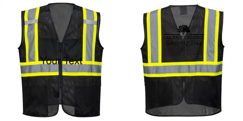 Custom Black Safety Vest Reflective High Visibility with Pockets