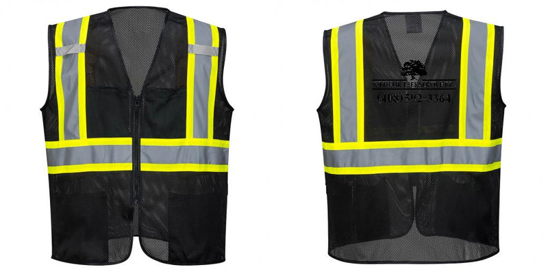 Custom Black Safety Vest Reflective High Visibility with Pockets
