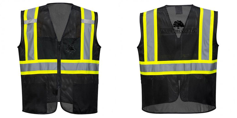 Custom Black Safety Vest Reflective High Visibility with Pockets