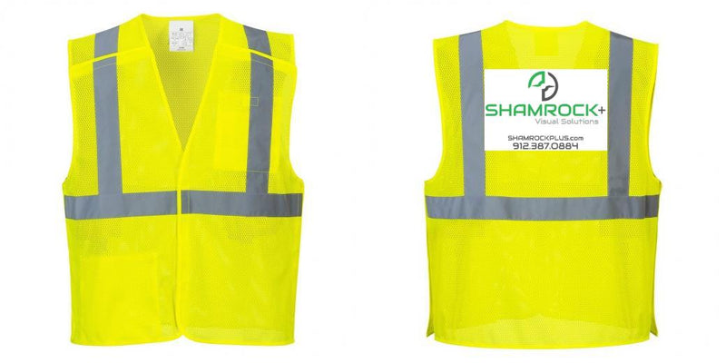 Custom Breakaway Class 2 Yellow Safety Vest Hi-Vis Reflective Breathable Mesh