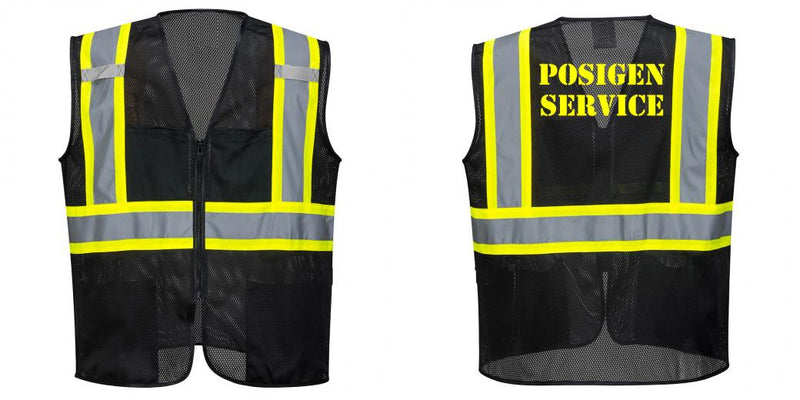 Custom Black Safety Vest Reflective High Visibility with Pockets