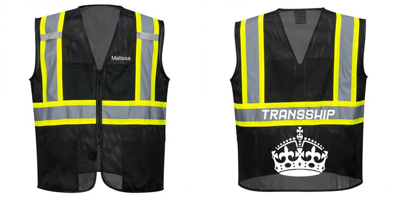 Custom Black Safety Vest Reflective High Visibility with Pockets