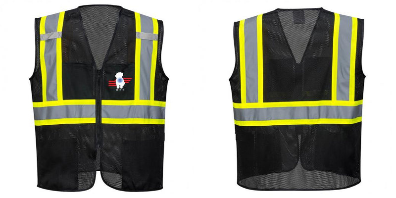 Custom Black Safety Vest Reflective High Visibility with Pockets
