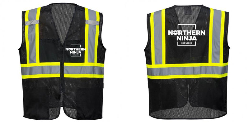 Custom Black Safety Vest Reflective High Visibility with Pockets