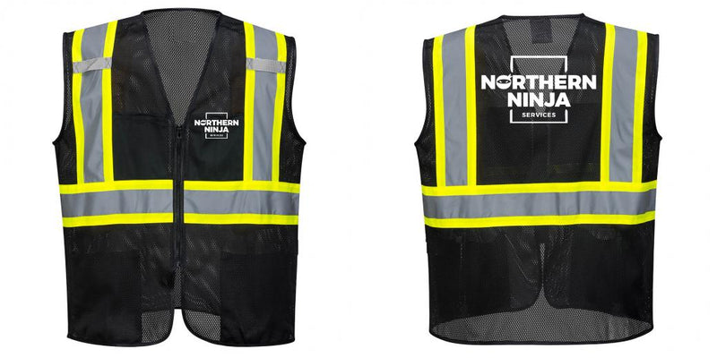 Custom Black Safety Vest Reflective High Visibility with Pockets