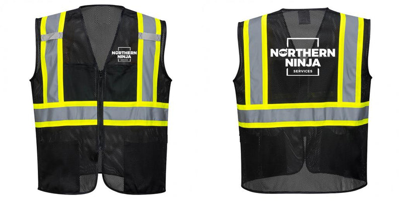 Custom Black Safety Vest Reflective High Visibility with Pockets
