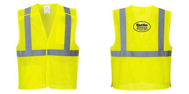 Custom Breakaway Class 2 Yellow Safety Vest Hi-Vis Reflective Breathable Mesh