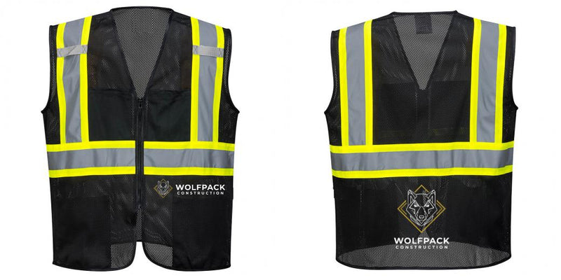 Custom Black Safety Vest Reflective High Visibility with Pockets