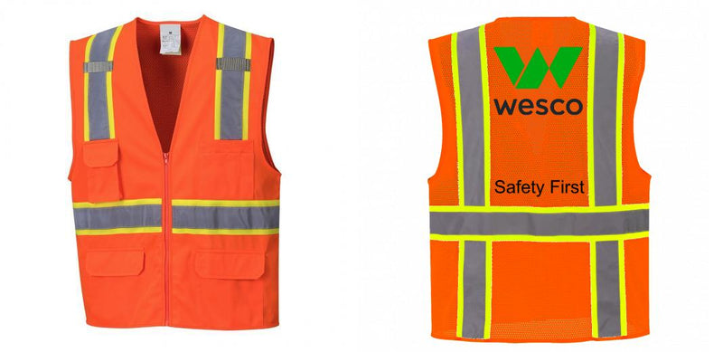 Custom Orange Class 2 Safety Vest with Cooling Mesh Back