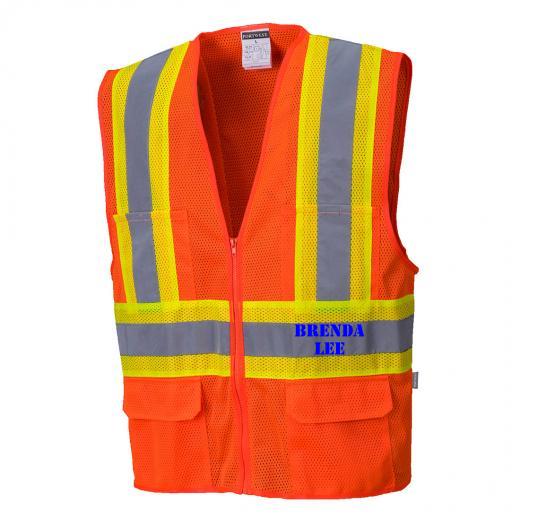 Custom Contrast High Visibility Full Mesh Orange Safety Vest