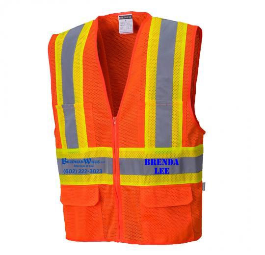 Custom Contrast High Visibility Full Mesh Orange Safety Vest