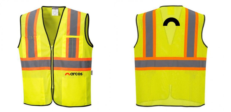 Custom Yellow Mesh Class 2 Reflective Safety Vest with Pockets