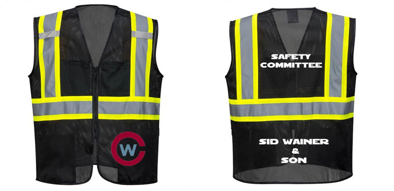 Custom Black Safety Vest Reflective High Visibility with Pockets