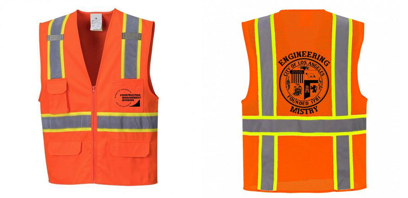 Custom Orange Class 2 Safety Vest with Cooling Mesh Back