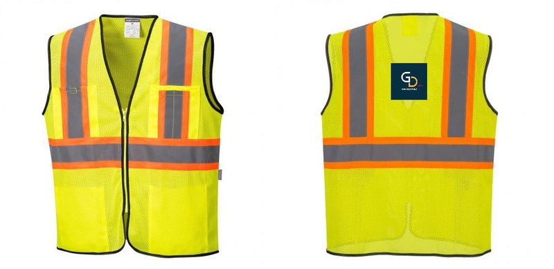 Custom Yellow Mesh Class 2 Reflective Safety Vest with Pockets