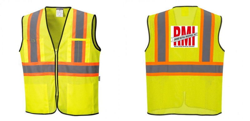 Custom Yellow Mesh Class 2 Reflective Safety Vest with Pockets