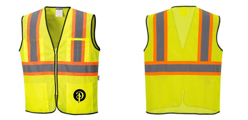 Custom Yellow Mesh Class 2 Reflective Safety Vest with Pockets