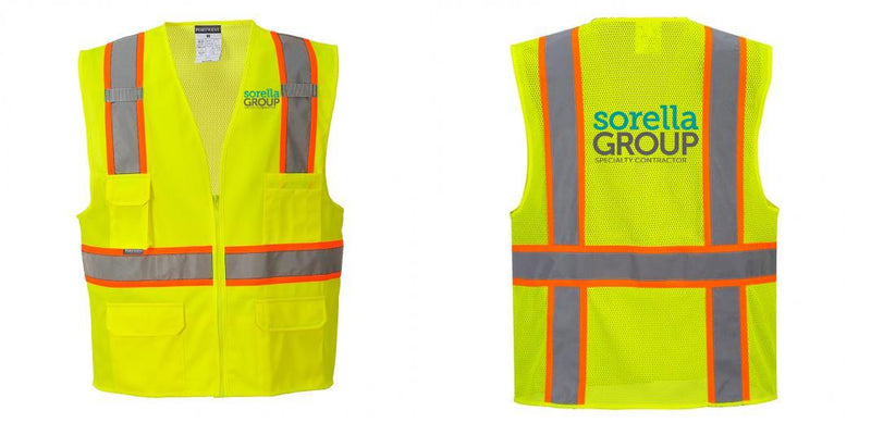 Custom Yellow Class 2 Safety Vest with Cooling Mesh Back