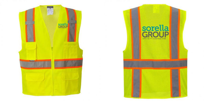 Custom Yellow Class 2 Safety Vest with Cooling Mesh Back