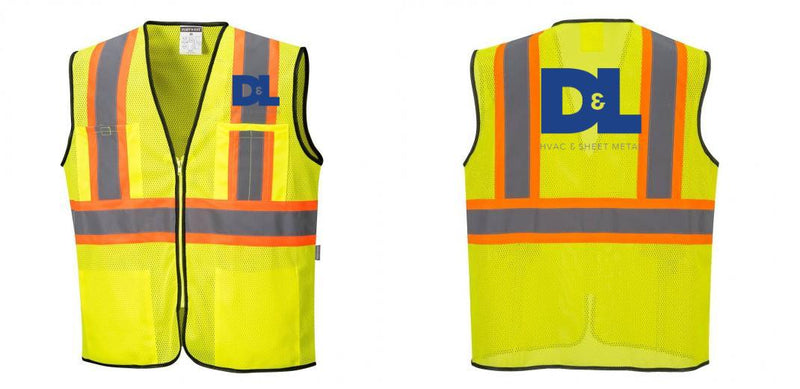 Custom Yellow Mesh Class 2 Reflective Safety Vest with Pockets