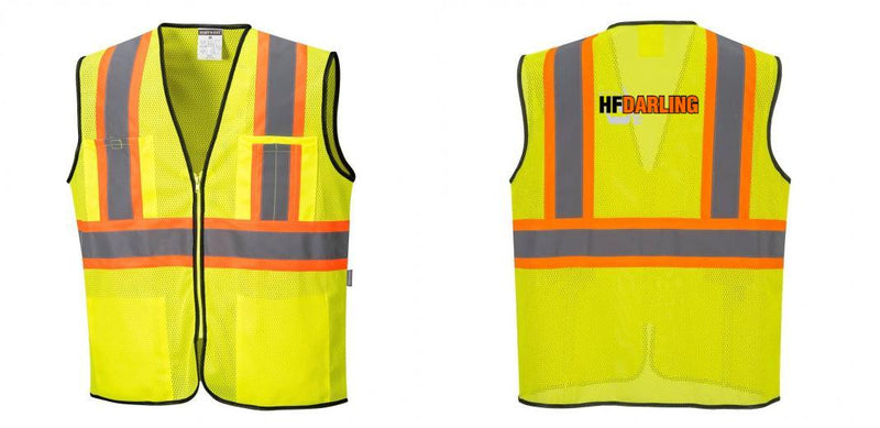 Custom Yellow Mesh Class 2 Reflective Safety Vest with Pockets