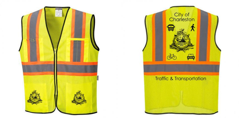 Custom Yellow Mesh Class 2 Reflective Safety Vest with Pockets