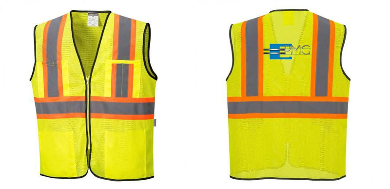 Custom Yellow Mesh Class 2 Reflective Safety Vest with Pockets