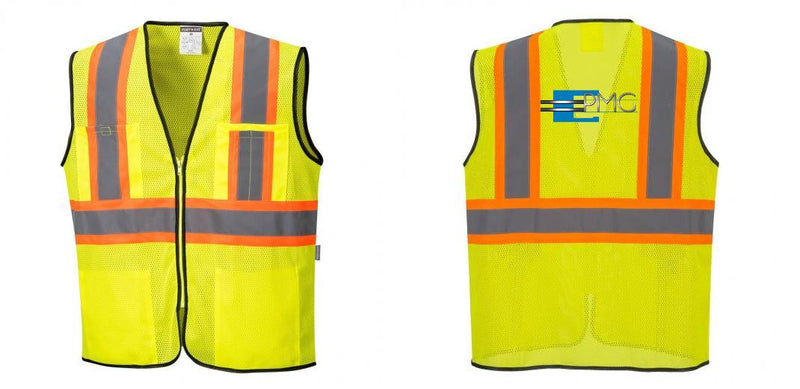 Custom Yellow Mesh Class 2 Reflective Safety Vest with Pockets