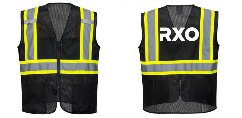 Custom Black Safety Vest Reflective High Visibility with Pockets