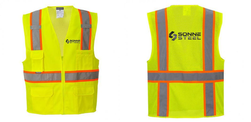 Custom Yellow Class 2 Safety Vest with Cooling Mesh Back