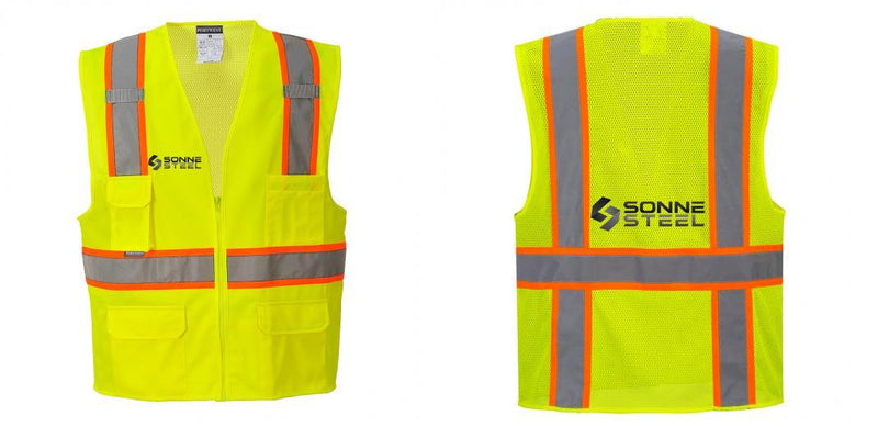 Custom Yellow Class 2 Safety Vest with Cooling Mesh Back