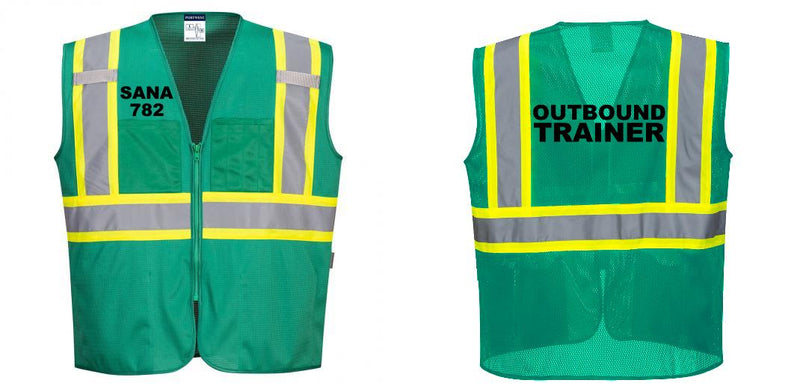 Custom Green Safety Vest Reflective High Visibility with Pockets