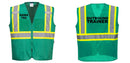 Custom Green Safety Vest Reflective High Visibility with Pockets