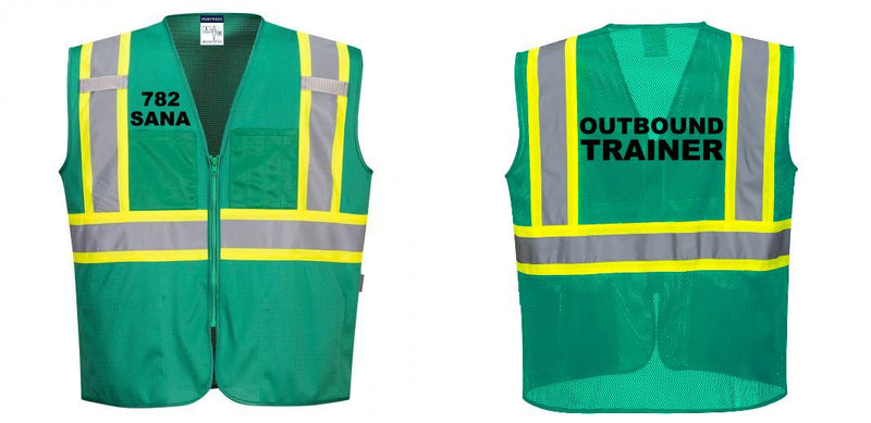Custom Green Safety Vest Reflective High Visibility with Pockets