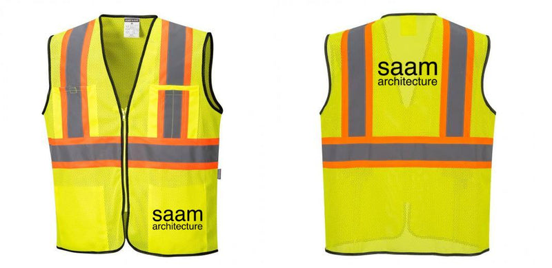 Custom Yellow Mesh Class 2 Reflective Safety Vest with Pockets