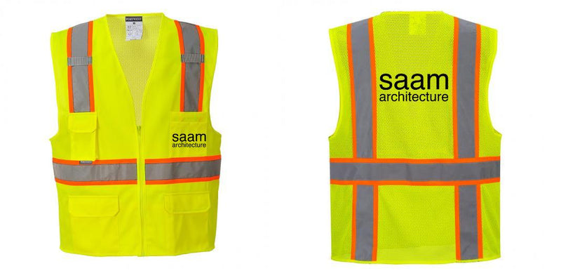 Custom Yellow Class 2 Safety Vest with Cooling Mesh Back