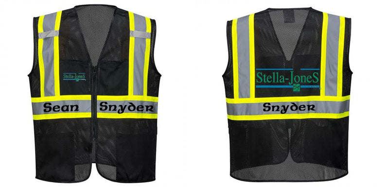 Custom Black Safety Vest Reflective High Visibility with Pockets
