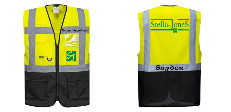 Custom Warsaw Yellow and Black Professional Style Safety Vest