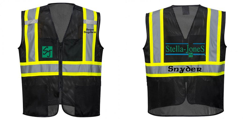 Custom Black Safety Vest Reflective High Visibility with Pockets