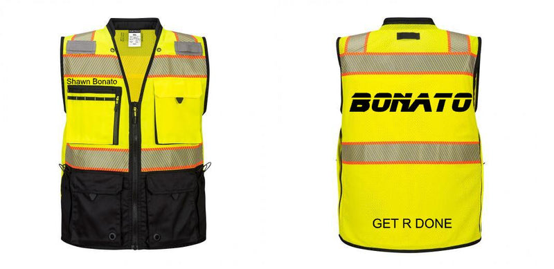 Custom Premium Two-toned Surveyor Safety Vest with Segmented Tape